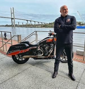 Joseph W. Fuson and a motorcycle